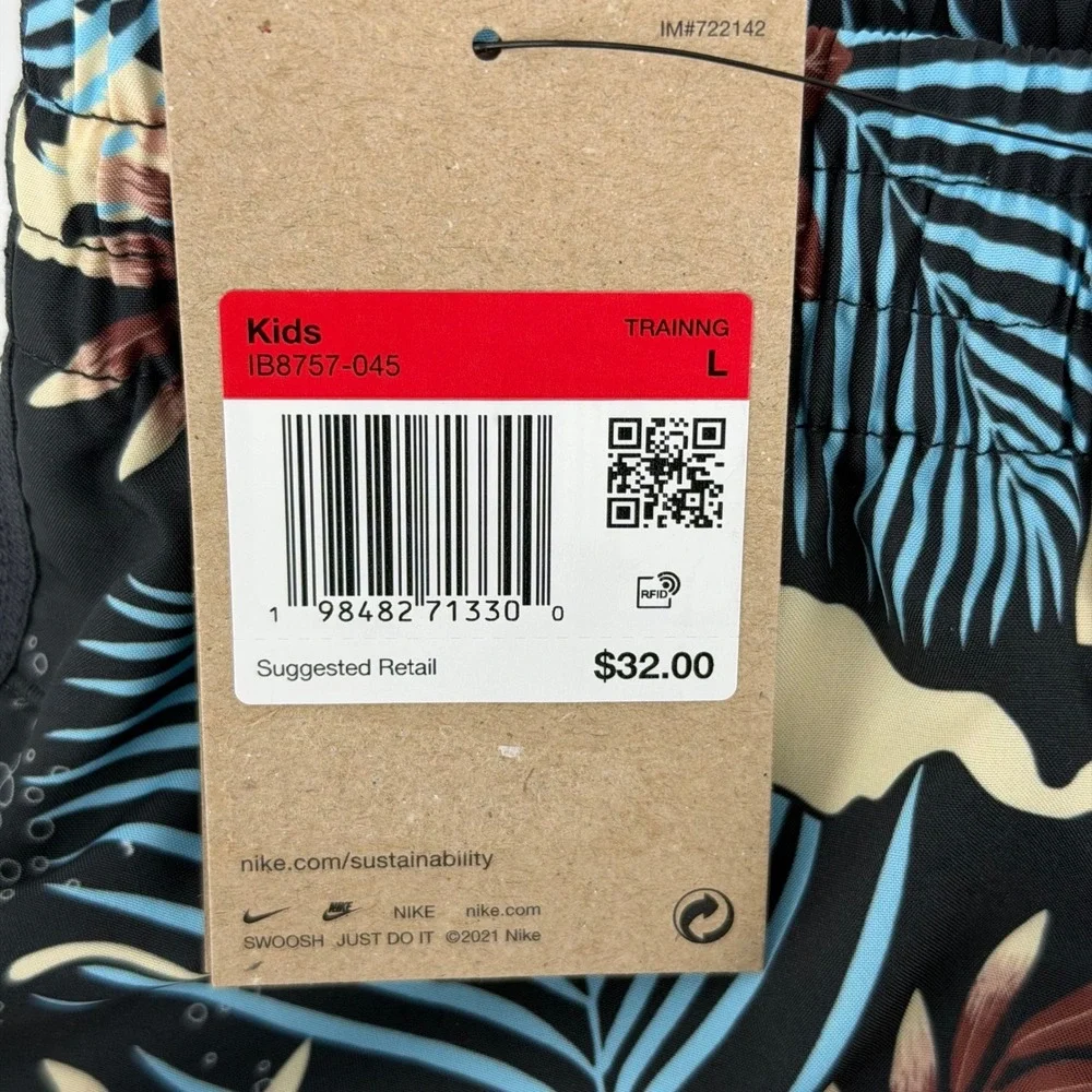 Nike Kids Dri Fit Athletic Shorts Tropical Floral Print Size L‎